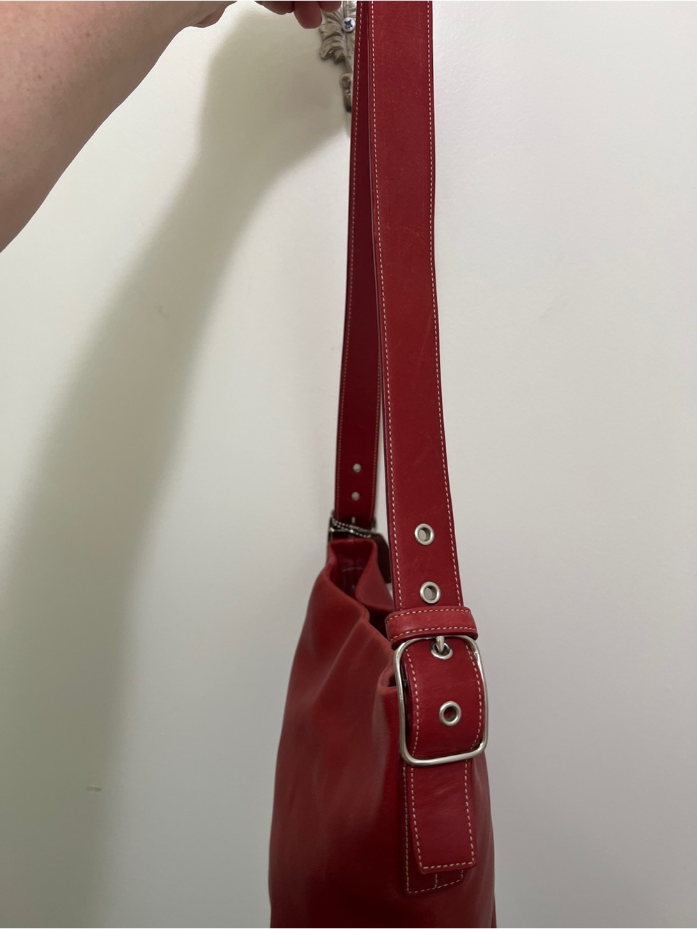 Coach Red Leather Shoulder Bag - Picture 10 of 13